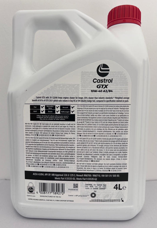 Castrol GTX 10W-40 A3/B4 4L